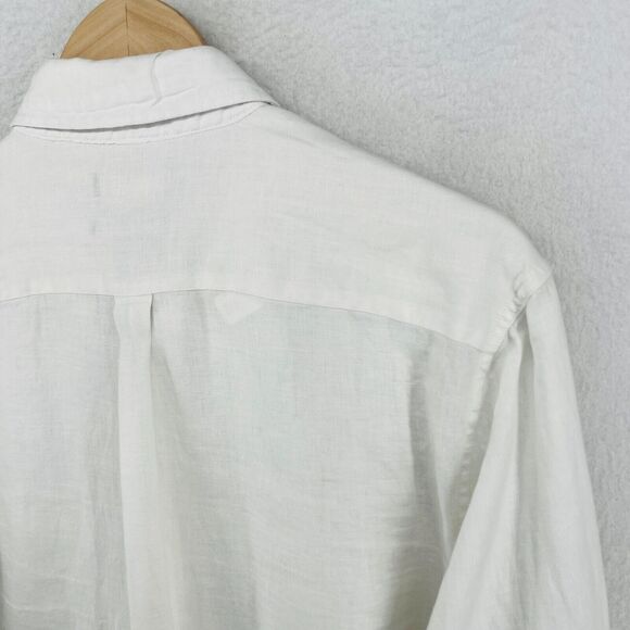 BOWEN & WRIGHT Shirt Mens M 100% Linen Button Up Long Sleeve Summer Woven White - Picture 6 of 13